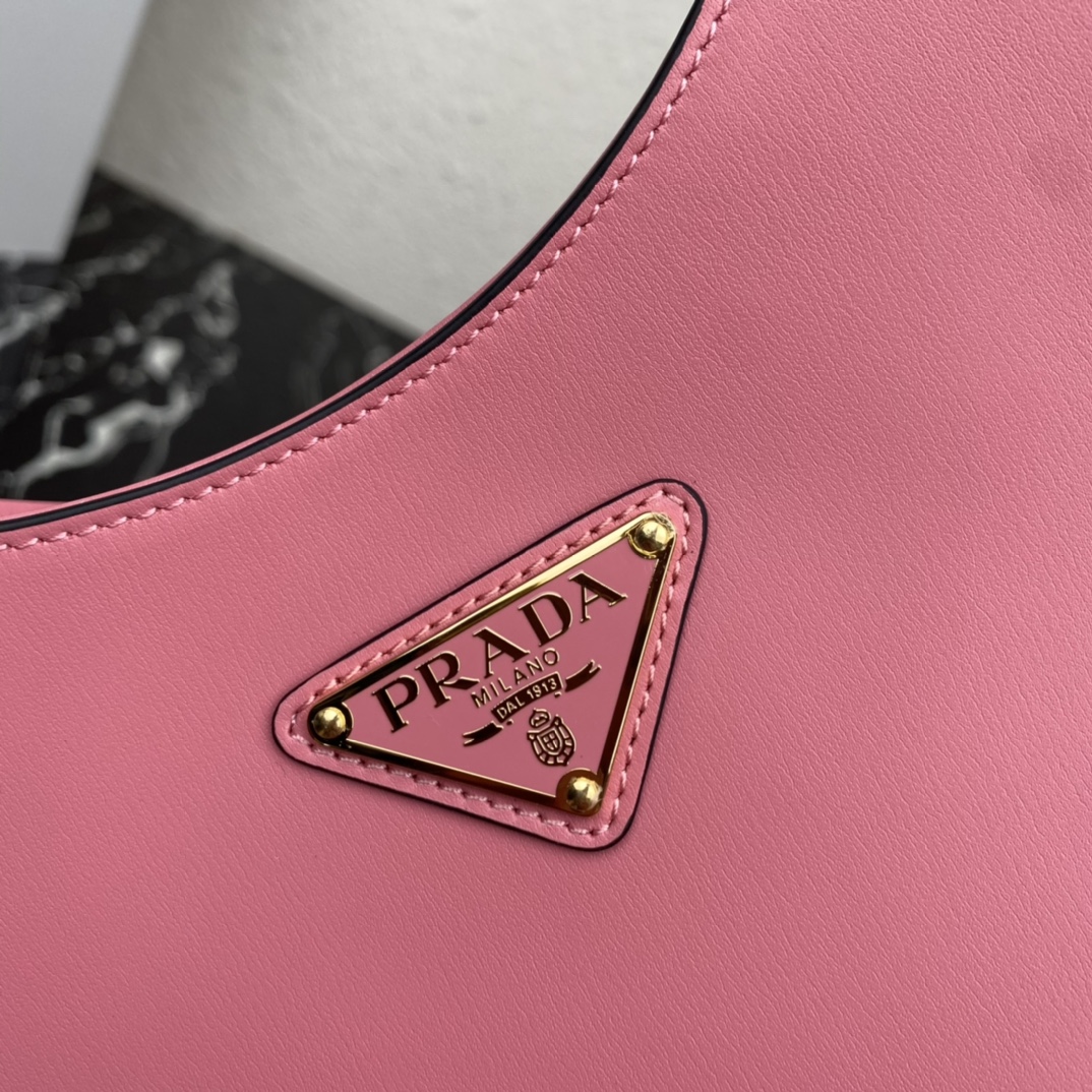 Prada Soft Leather Armpit Bag Handbag Shoulder Bag Pink 1BC179